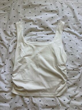 Cream ruched crop tank